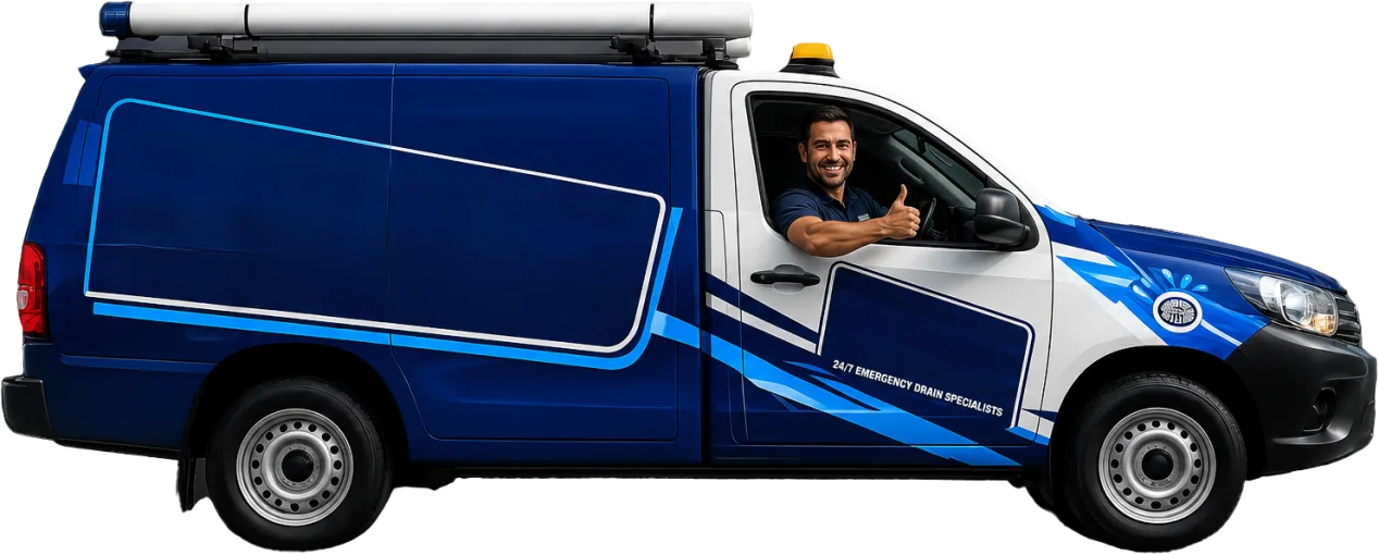 Our drain service van out on a Horningsea Park job