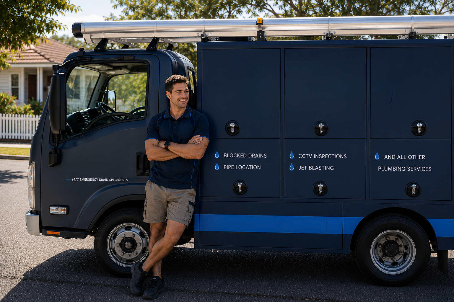Plumber with Horningsea Park Blocked Drains van