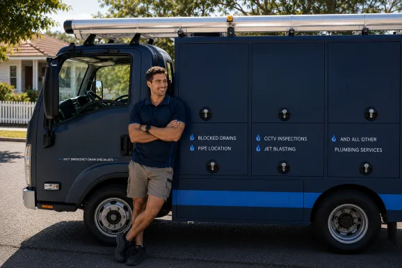 Service van and plumber at a Horningsea Park callout