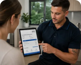 Plumber explaining a service estimate in Horningsea Park